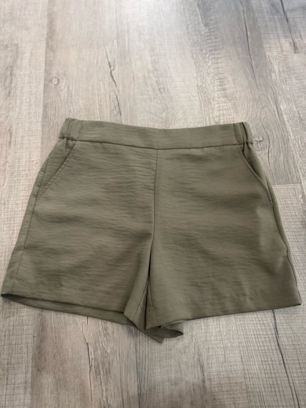 Nine West Olive-Green High Waist Pull-On Shorts